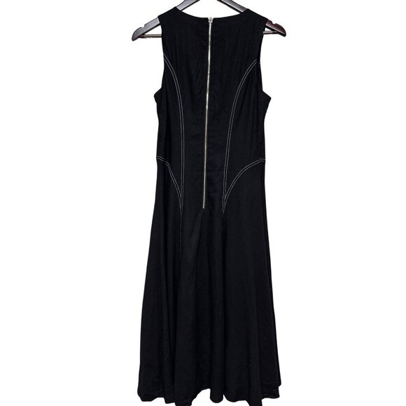 Jason Wu Women's Dress Linen Viscose Blend Sleeveless Black Midi A-Line Size 2 - Picture 6 of 12